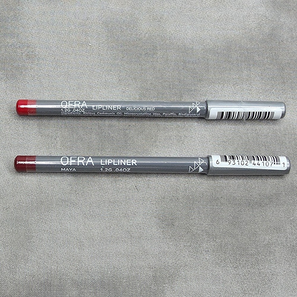 OFRA Cosmetics LIP LINER Lot of 2: Maya & Delicious Red - .04 oz ea NEW & Sealed